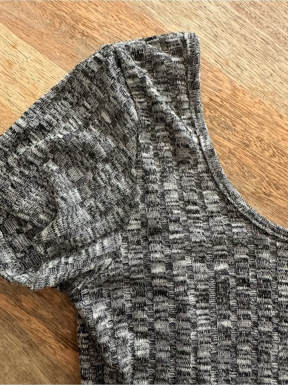 Gray Ribbed One-Piece Bodysuit